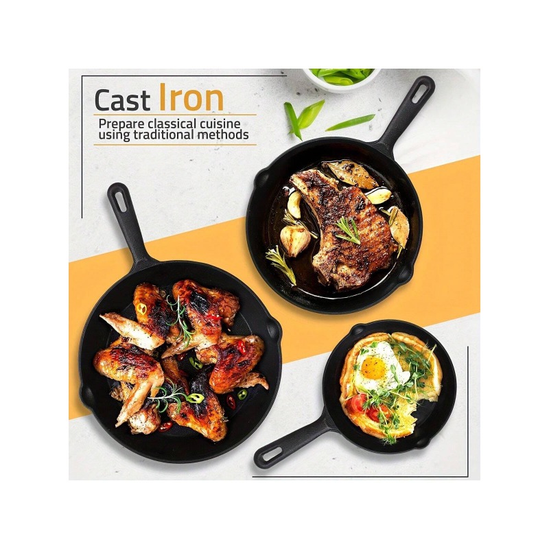 검은색 주철 프라이팬 3/4/5개 세트, 물받이가 달린 - Quality Camping Cooking Set 리뷰 및 가격